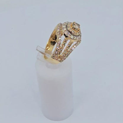 14K Yellow Gold Diamond Cluster Engagement Ring