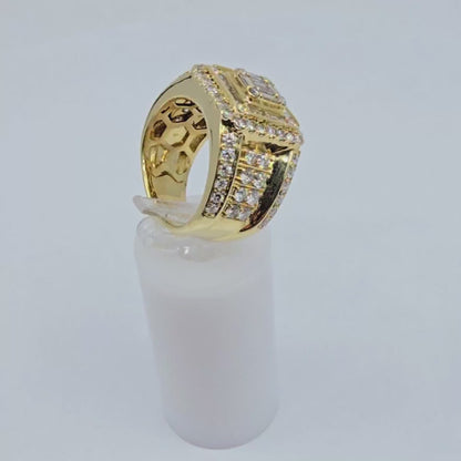 14K Yellow Gold Baguette & Round Cut Diamond Statement Ring
