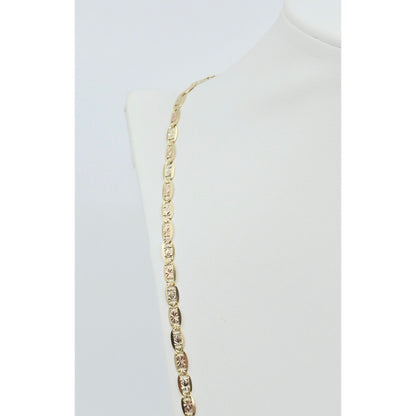 14K Tri Tone Gold Diamond Cut Valentino Link Chain Necklace