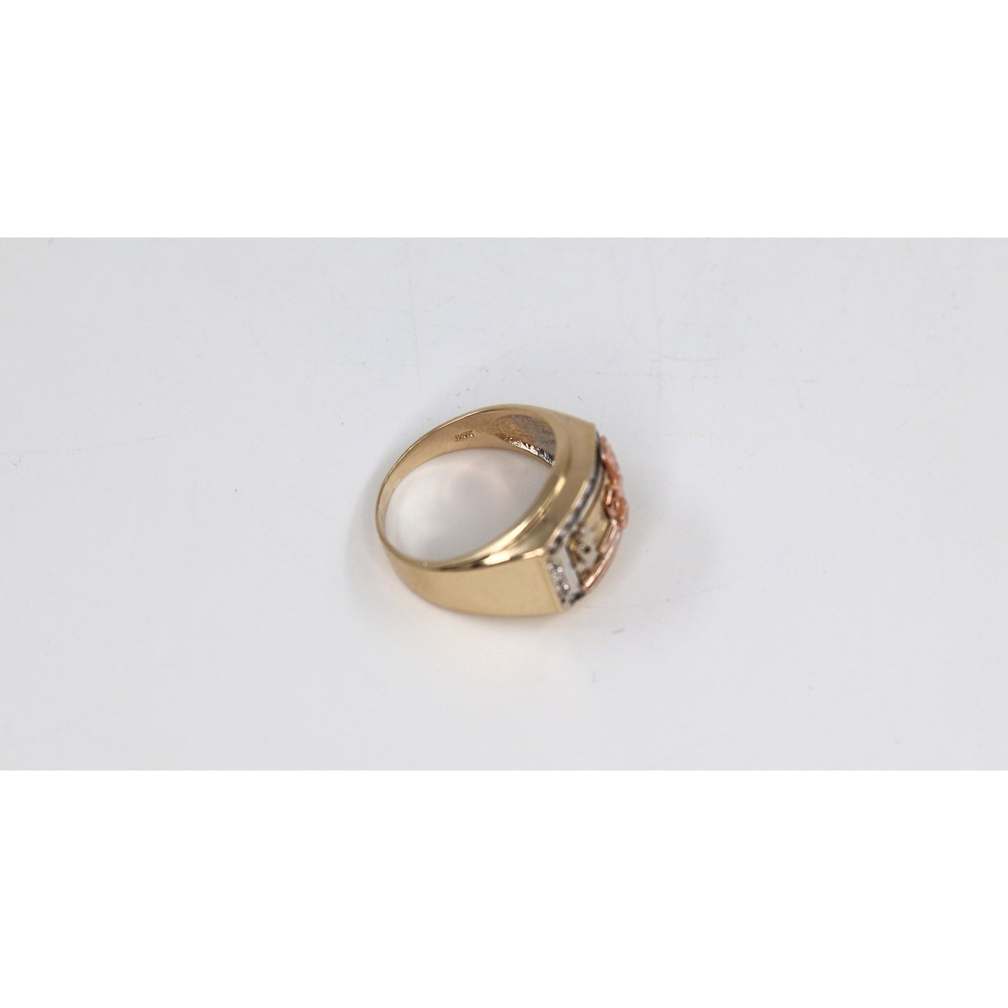 14K Tri Tone Gold Gun CZ Ring