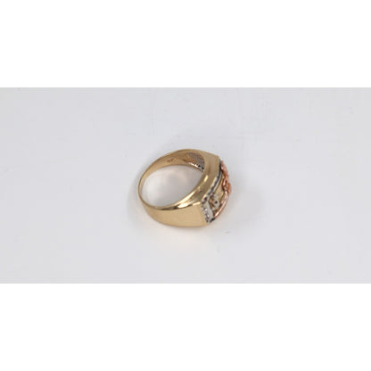 14K Tri Tone Gold Gun CZ Ring
