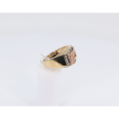14K Tri Tone Gold Gun CZ Ring
