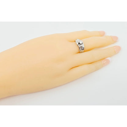 14K White Gold Round & Baguette Diamond Ring