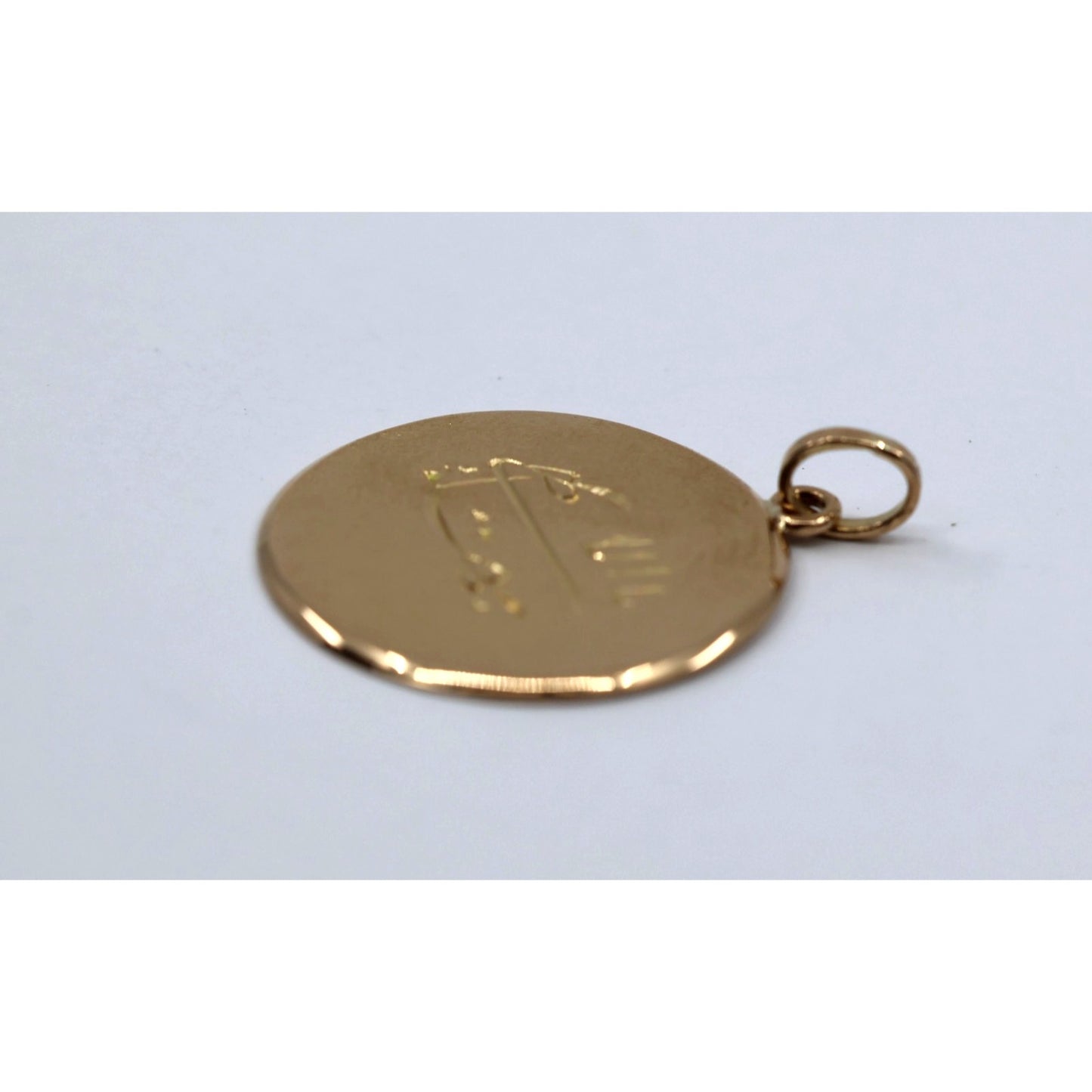 18K Yellow Gold Baha'i Greatest Name Medallion Round Charm Pendant