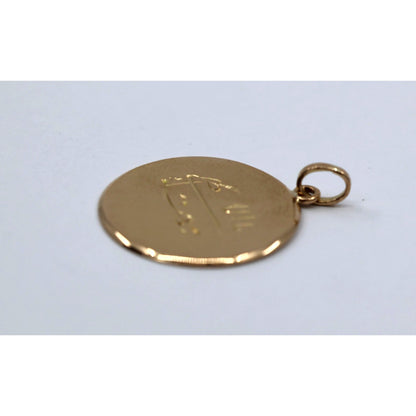 18K Yellow Gold Baha'i Greatest Name Medallion Round Charm Pendant