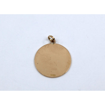 18K Yellow Gold Baha'i Greatest Name Medallion Round Charm Pendant