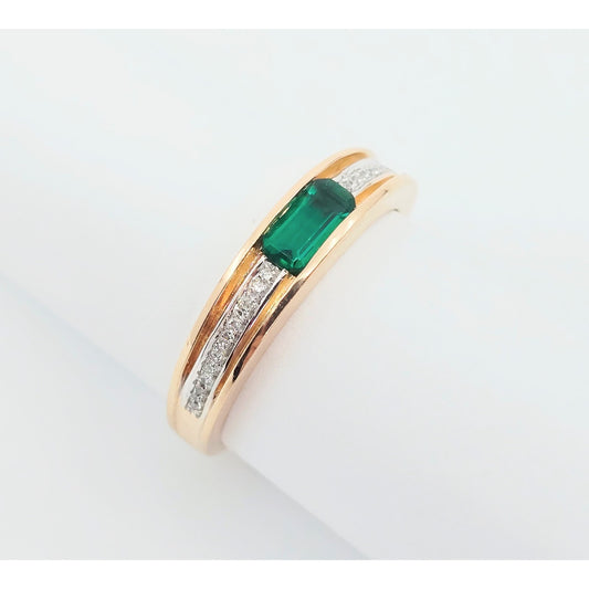 14K Rose Gold Tourmaline & Diamond Band Ring