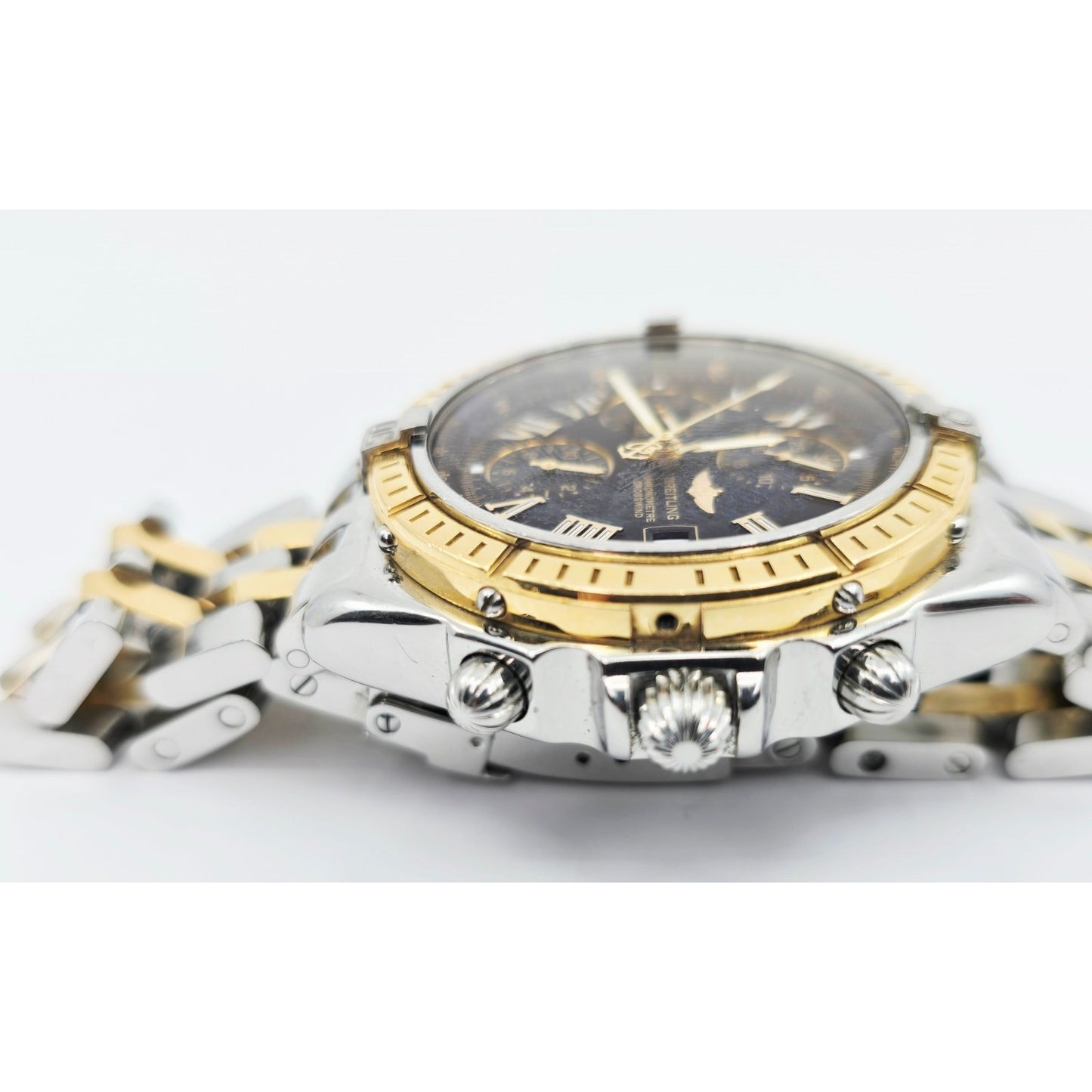Breitling Crosswind Chronometre D13355 Steel Gold Chronograph Watch 43mm