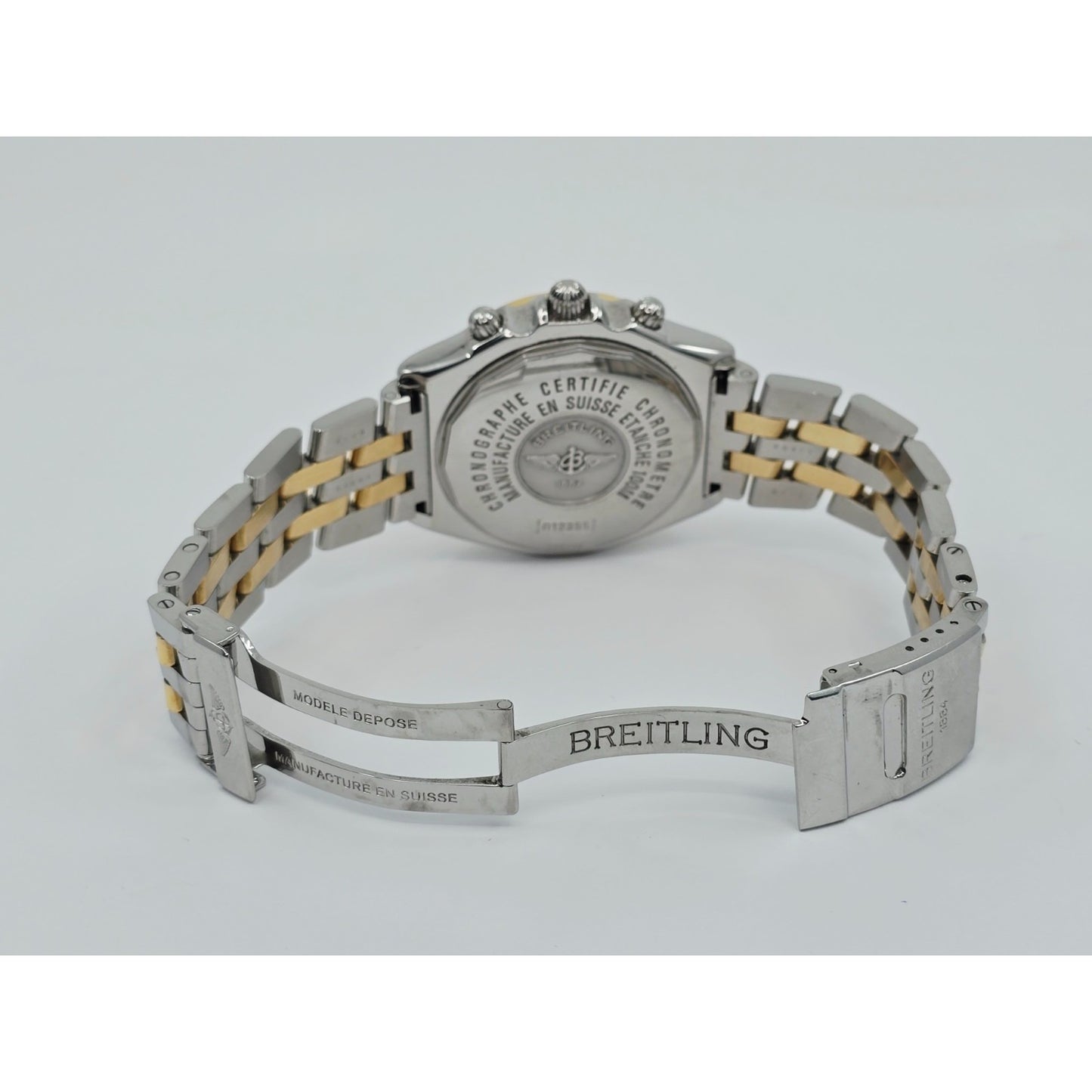 Breitling Crosswind Chronometre D13355 Steel Gold Chronograph Watch 43mm
