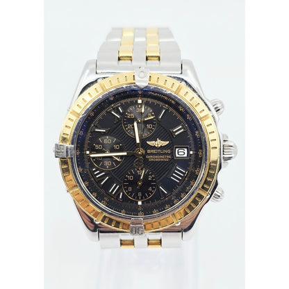 Breitling Crosswind Chronometre D13355 Steel Gold Chronograph Watch 43mm