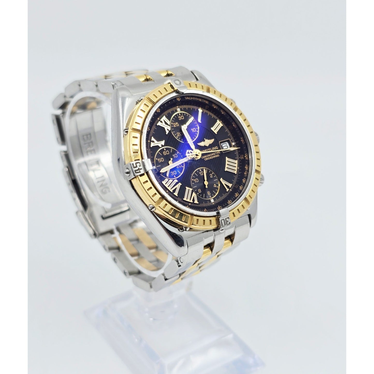 Breitling Crosswind Chronometre D13355 Steel Gold Chronograph Watch 43mm