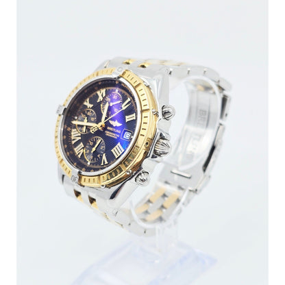 Breitling Crosswind Chronometre D13355 Steel Gold Chronograph Watch 43mm
