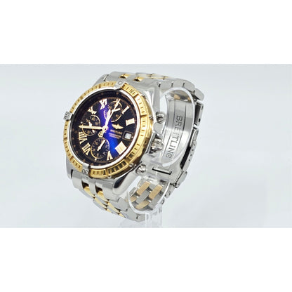 Breitling Crosswind Chronometre D13355 Steel Gold Chronograph Watch 43mm