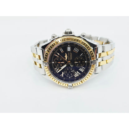 Breitling Crosswind Chronometre D13355 Steel Gold Chronograph Watch 43mm