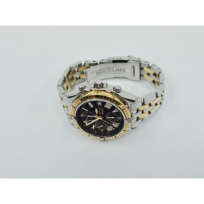 Breitling Crosswind Chronometre D13355 Steel Gold Chronograph Watch 43mm