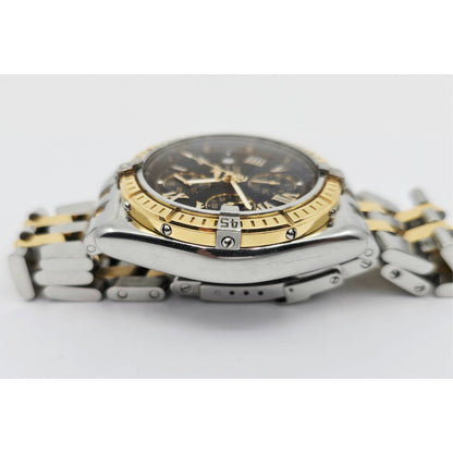 Breitling Crosswind Chronometre D13355 Steel Gold Chronograph Watch 43mm