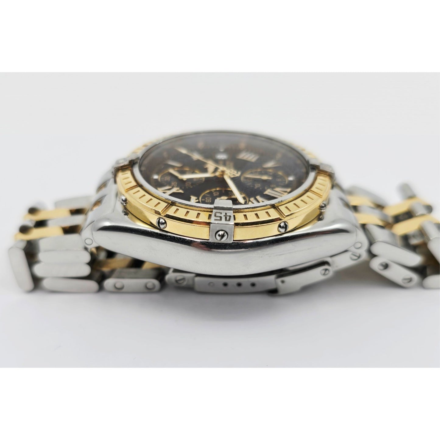 Breitling Crosswind Chronometre D13355 Steel Gold Chronograph Watch 43mm