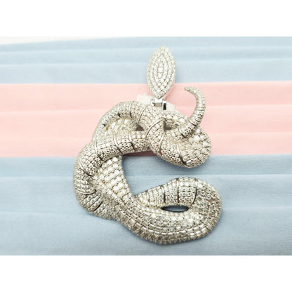 925 Sterling Silver Iced Out Moissanite Letter Initial "C" Snake Charm Pendant