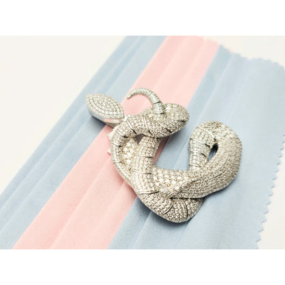 925 Sterling Silver Iced Out Moissanite Letter Initial "C" Snake Charm Pendant