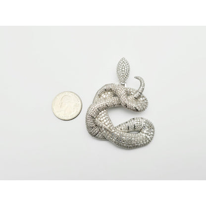 925 Sterling Silver Iced Out Moissanite Letter Initial "C" Snake Charm Pendant