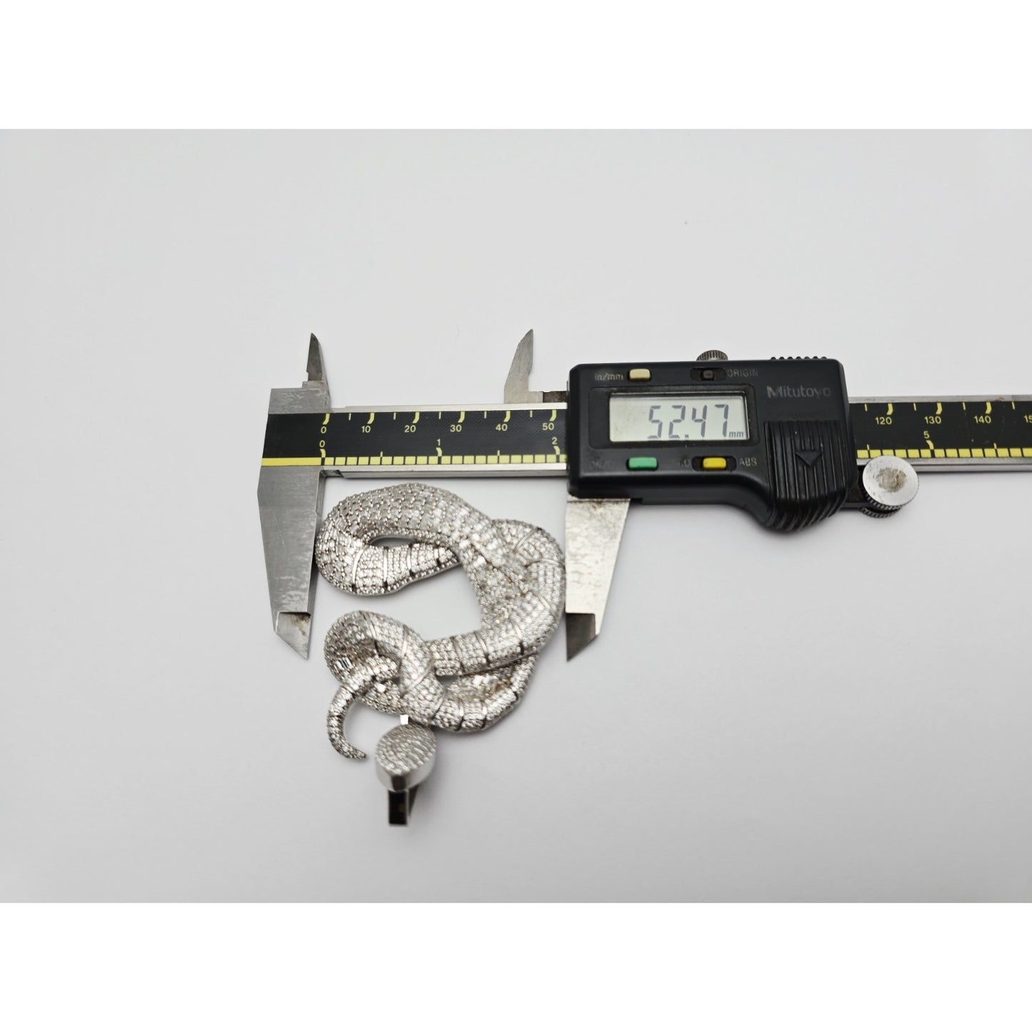 925 Sterling Silver Iced Out Moissanite Letter Initial "C" Snake Charm Pendant