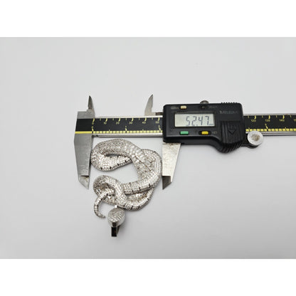 925 Sterling Silver Iced Out Moissanite Letter Initial "C" Snake Charm Pendant