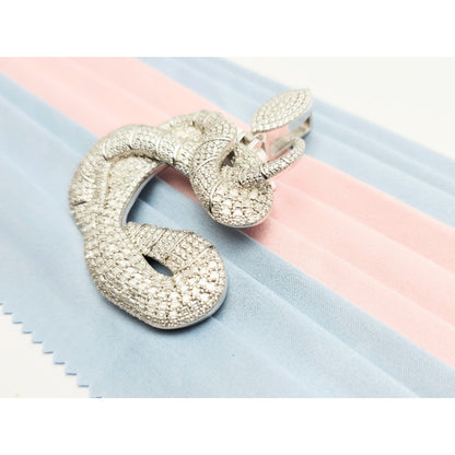 925 Sterling Silver Iced Out Moissanite Letter Initial "C" Snake Charm Pendant