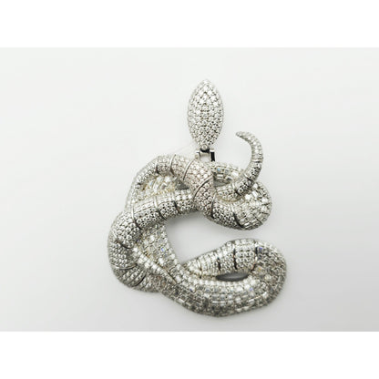 925 Sterling Silver Iced Out Moissanite Letter Initial "C" Snake Charm Pendant