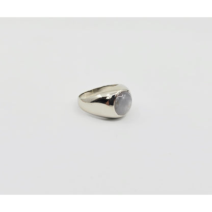 14K White Gold Cabochon Grey Star Sapphire Ring
