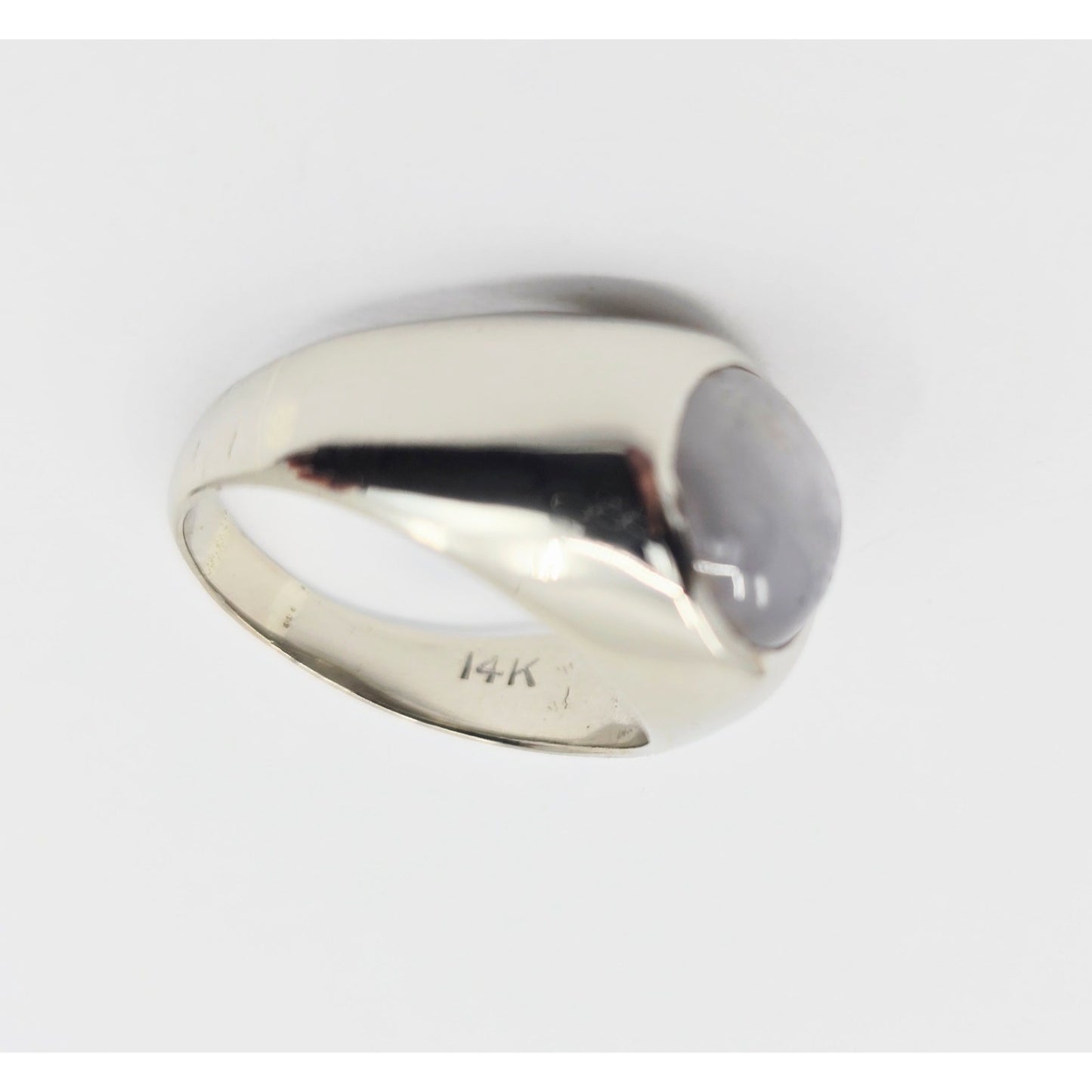 14K White Gold Cabochon Grey Star Sapphire Ring