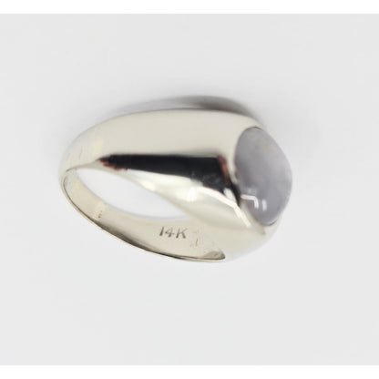 14K White Gold Cabochon Grey Star Sapphire Ring