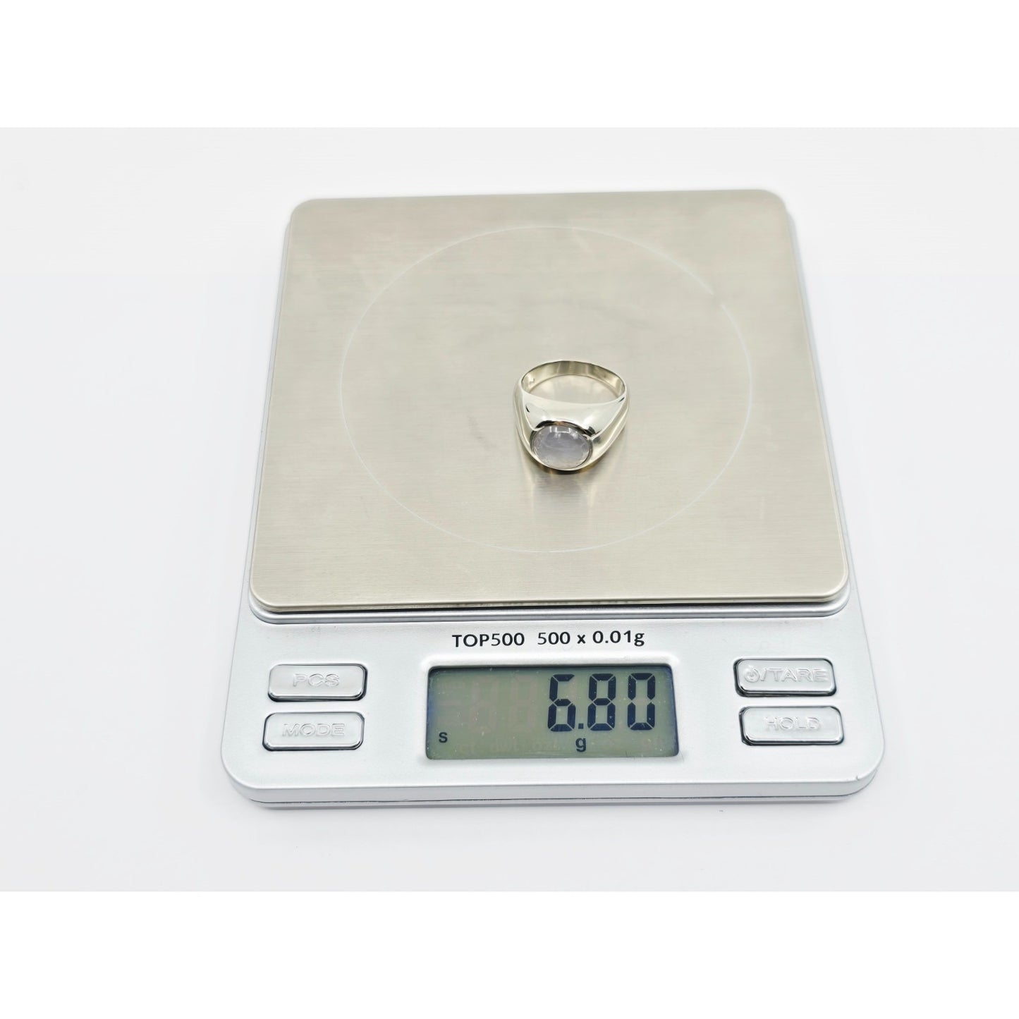 14K White Gold Cabochon Grey Star Sapphire Ring