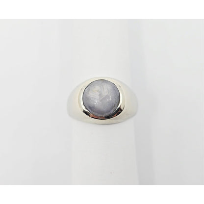 14K White Gold Cabochon Grey Star Sapphire Ring