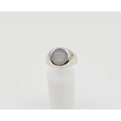 14K White Gold Cabochon Grey Star Sapphire Ring