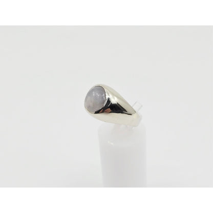 14K White Gold Cabochon Grey Star Sapphire Ring