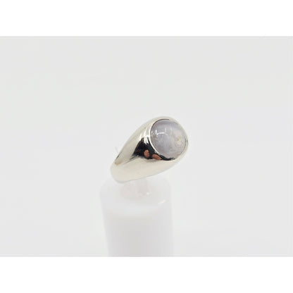 14K White Gold Cabochon Grey Star Sapphire Ring
