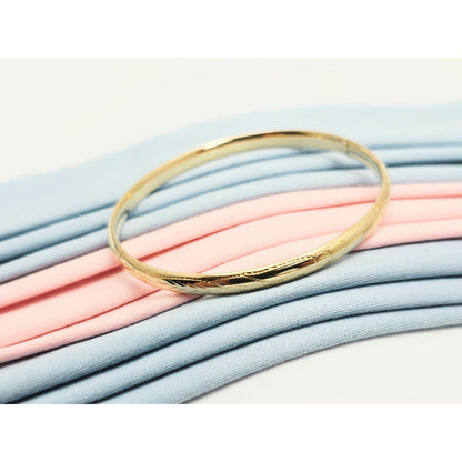 14K Yellow Gold Floral Engraved Bangle Bracelet