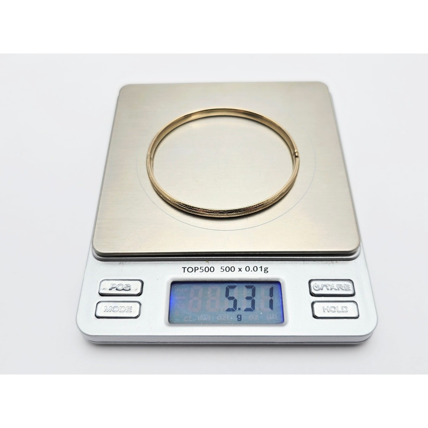 14K Yellow Gold Floral Engraved Bangle Bracelet