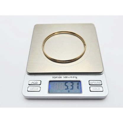 14K Yellow Gold Floral Engraved Bangle Bracelet