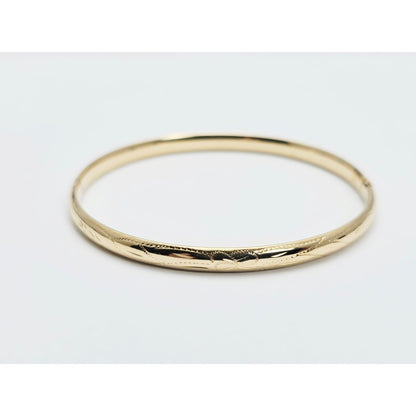 14K Yellow Gold Floral Engraved Bangle Bracelet