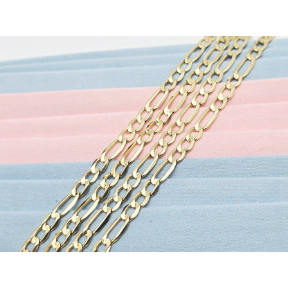 14K Yellow Gold Figaro Link Chain Necklace