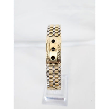 14K Two Tone Gold Rolex Style Enamel Link Bracelet