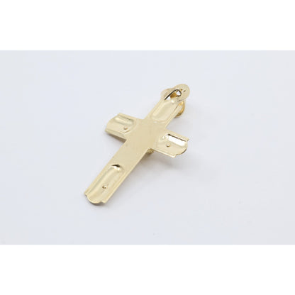 14K Two Tone Gold Jesus on Cross Charm Pendant