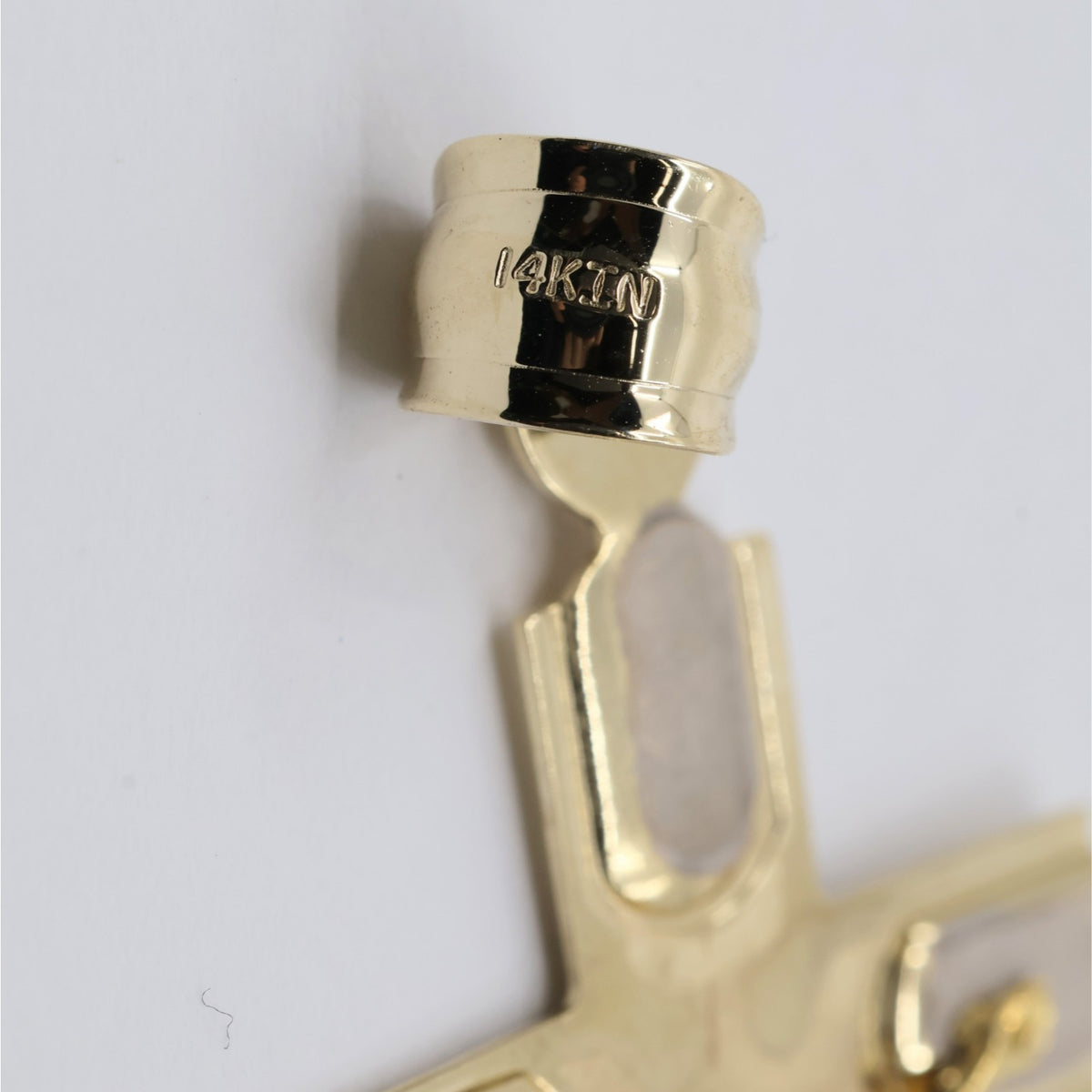 14K Two Tone Gold Jesus on Cross Charm Pendant