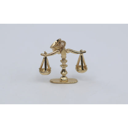 14K Yellow Gold Scales of Justice Libra Charm Pendant