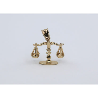 14K Yellow Gold Scales of Justice Libra Charm Pendant