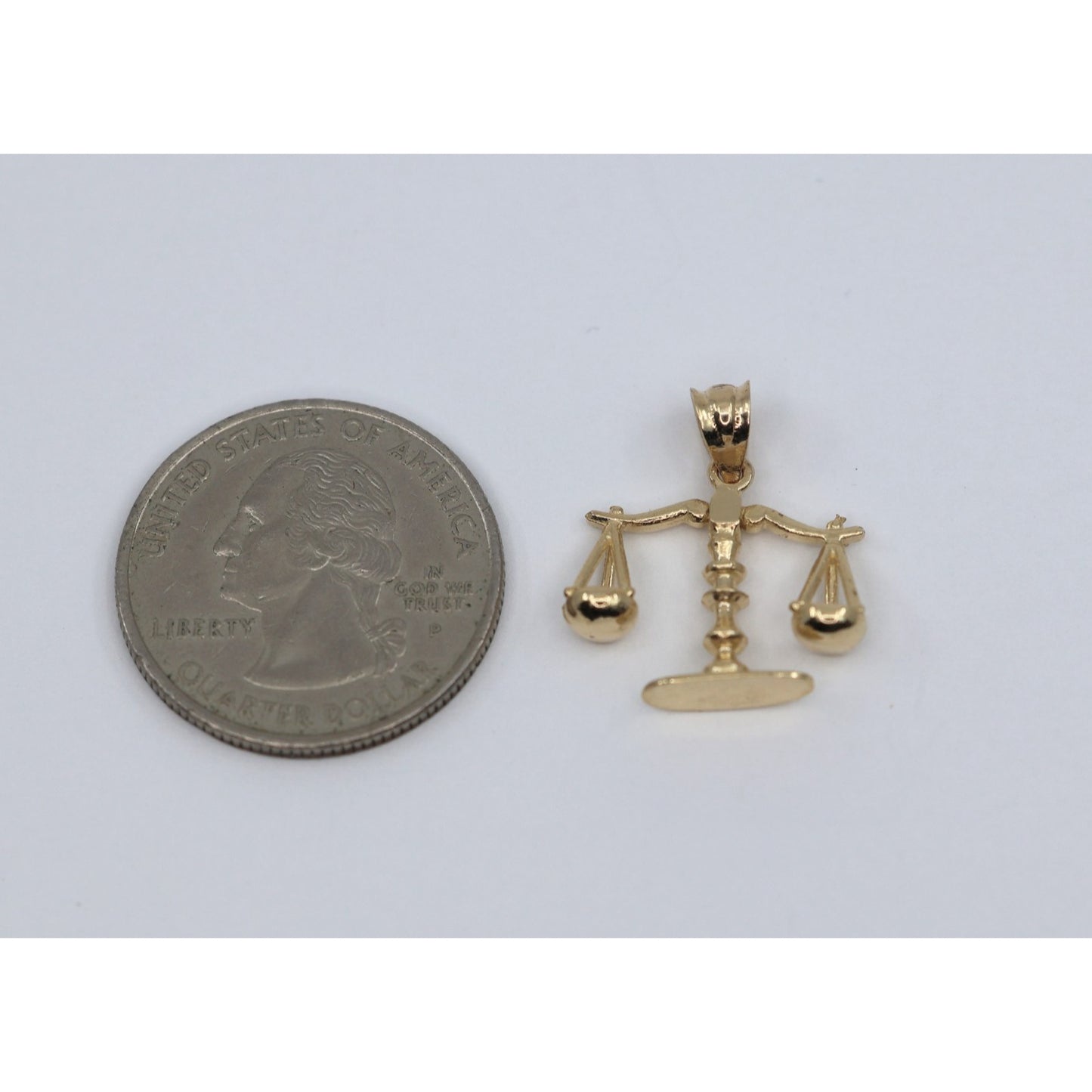 14K Yellow Gold Scales of Justice Libra Charm Pendant