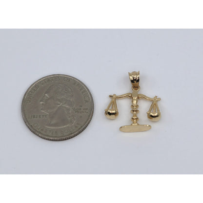 14K Yellow Gold Scales of Justice Libra Charm Pendant