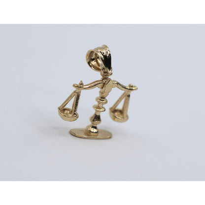 14K Yellow Gold Scales of Justice Libra Charm Pendant