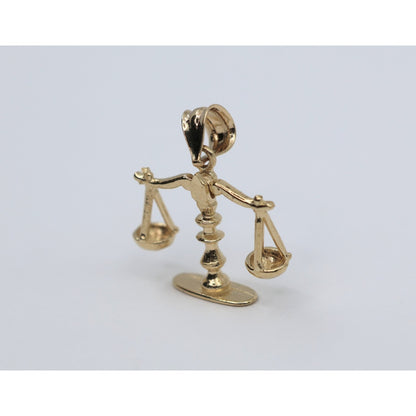 14K Yellow Gold Scales of Justice Libra Charm Pendant